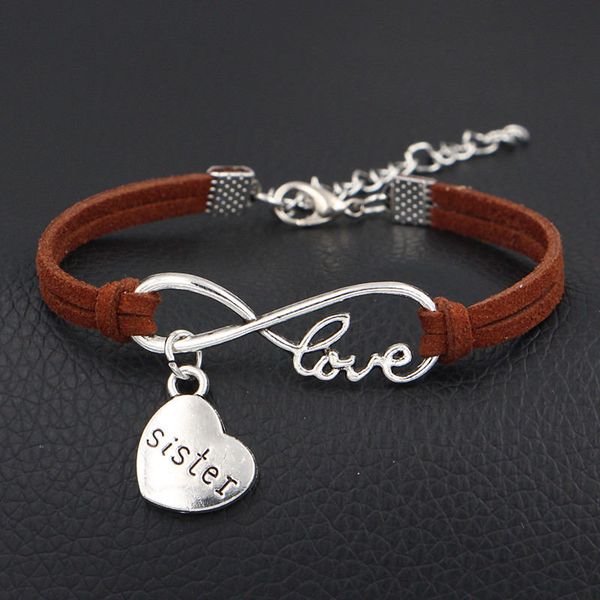 

смешанный цвет бархат веревка браслет ювелирные изделия подарок друг подвески любовь сестра сердце подвески новый ручной работы бесконечност, Golden;silver