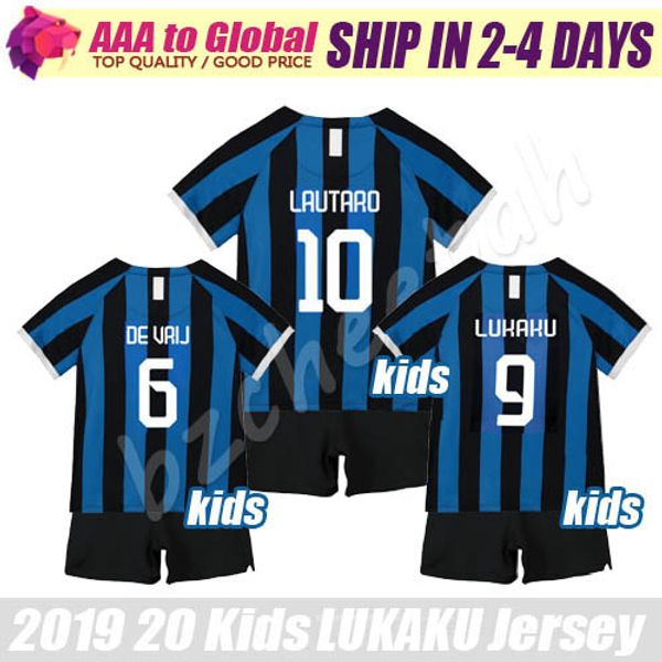 

kids lukaku soccer jersey 19 20 children home lautaro perisic de vrij football shirts sets young politano soccer jerseys kit, Black;yellow
