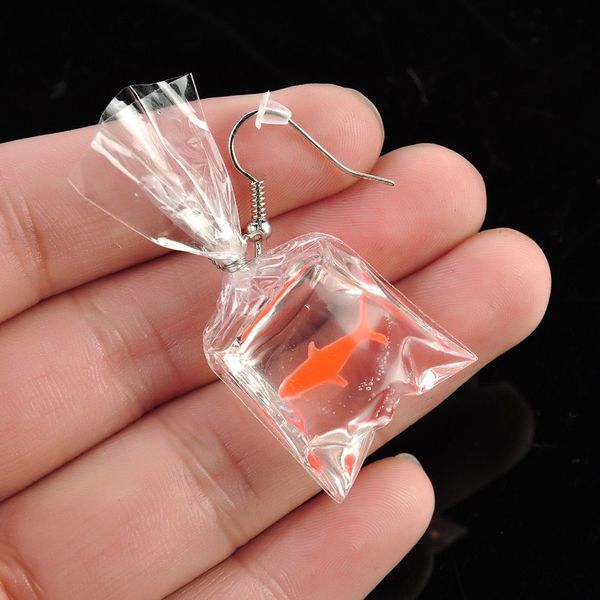 

oppohere kawaii cartoon earrings resin goldfish imitation water bag shape drop earrings fashion charms earrings fashion jewelry, Silver