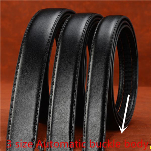 

3sizes mens solid leather belts genuine cow leather belt man with send buckle automatic and exquisite gift box, Black;brown