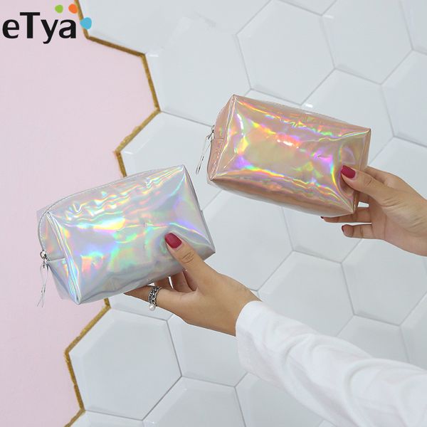 

etya laser waterproof lady cosmetic bag fashion laser travel beautician neceser small makeup toiletry bag organizer