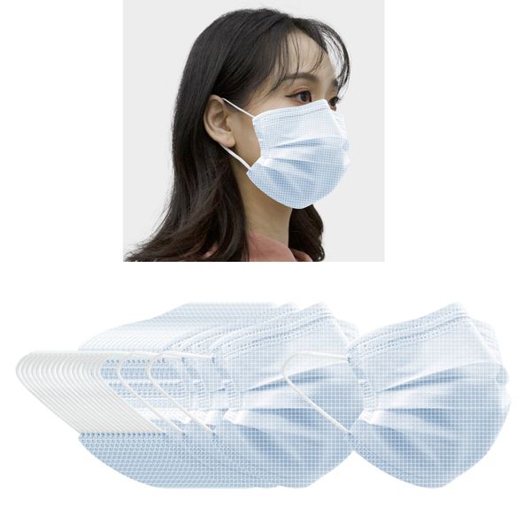 

20x disposable face mask outdoor safety protective nonwoven cloth blue