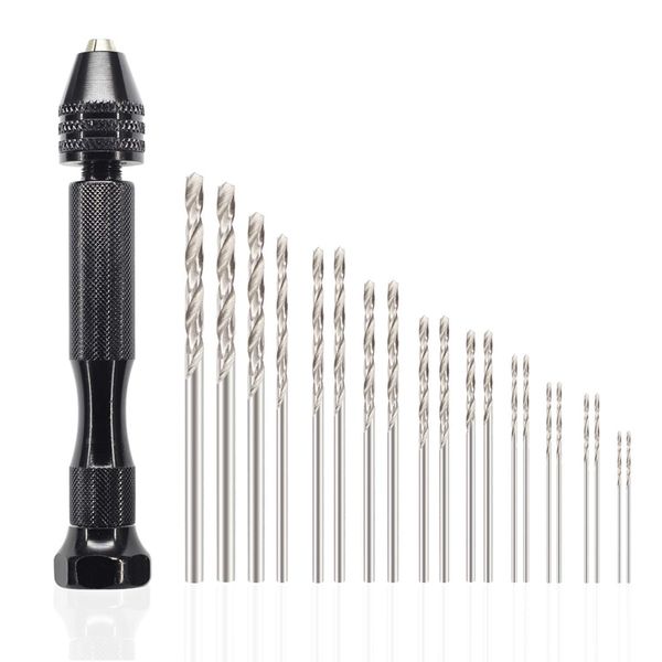 

new-pin vise hand drill bits(20pcs), micro-mini twist drill bits set with precision hand pin vise rotary tools for wood, jewelry