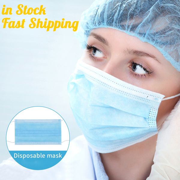 

100pcs disposable dustproof mouth mask 3 layers non-woven earloop healthy activated carbon respirator protective mask