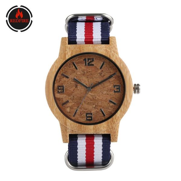 

redfire creative nylon watch band wood watch men's quartz wooden wristwatch casual mens watches reloj de madera hombres, Slivery;brown