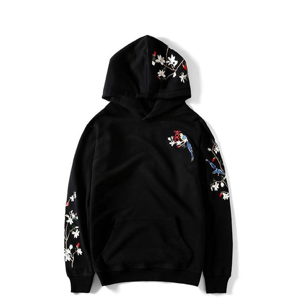 

embroidery womens fashion designer sweatshirts pullover long sleeve regular hoodies casual couple apparel chinese style flower, Black