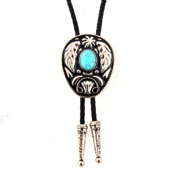 

western cowboy bolo tie film department western assembly decorated leather zinc alloy bolo collar rope wedding banquet gift, Black;gray