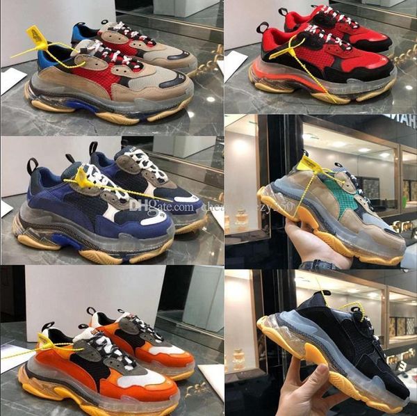 

2019 crystal bottom triple-s leisure shoes luxury dad shoes platform triple s sneakers for men women vintage kanye old grandpa trainer, Black