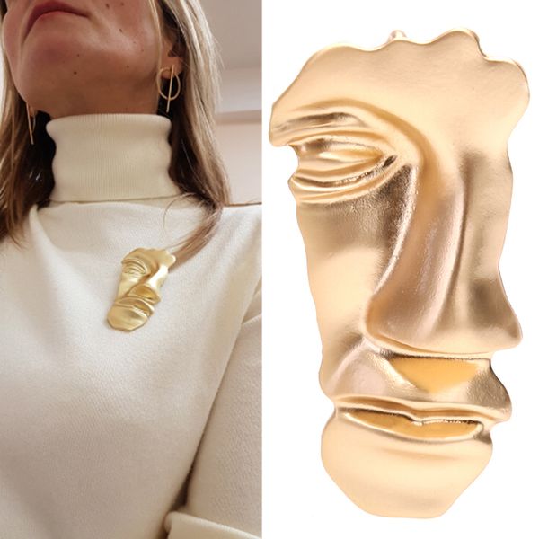 

урожай металла аннотация маска для лица золото цвет броши булавки для женщин воротник партии мода ювелирные изделия украшения аксессуары, Gray