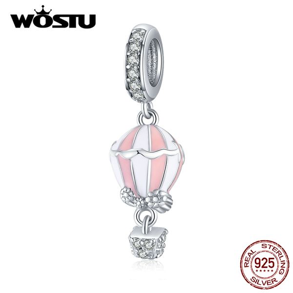 

wostu 925 серебрянные romantic balloon подвески розовый эмаль ожерелье из бисера fit оригинальный браслет diy подвеска 925 ювелирных изделий, Bronze;silver