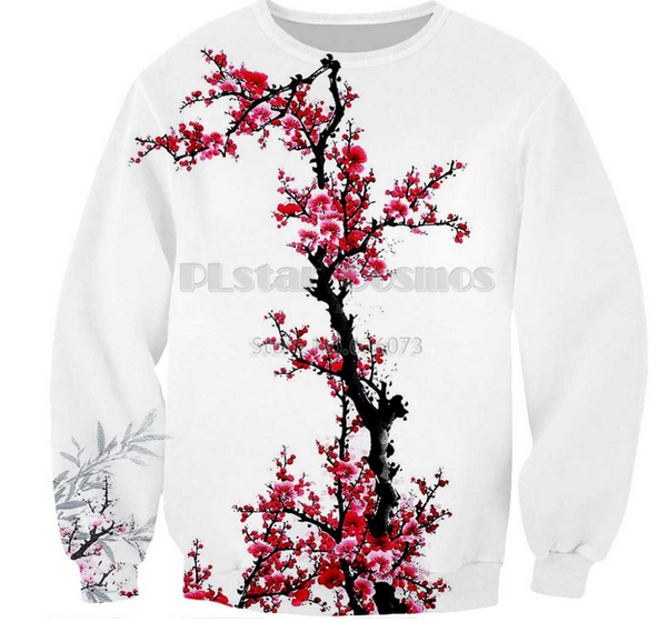 

2019 новые горячие моды cherry blossoms flowers толстовка 3d printing hip hop женщины мужчины unisxe вскользь верхняя одежда пуловеры топы q, Black