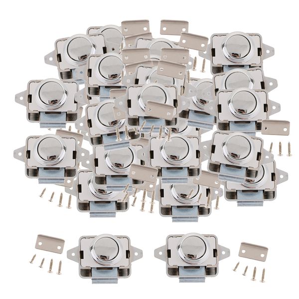 

25x heavy-duty push button lock rv boat drawer cupboard home cabinet sliver