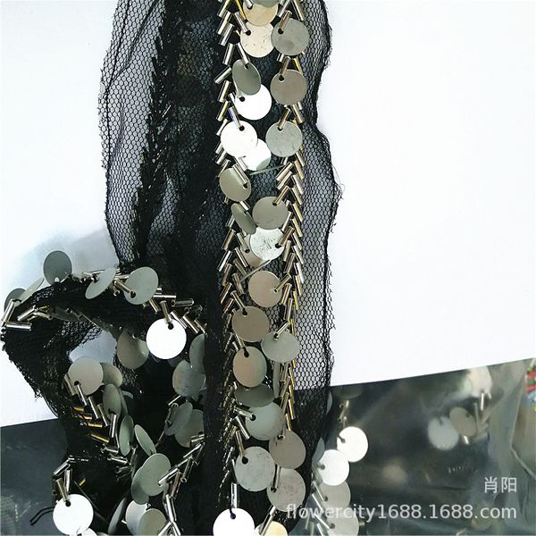 

webbing tassel beads bar code handmade beading chain sequin tassels, Black
