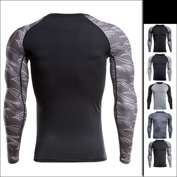 

mens t-shirt europe running fitness clothing quick-drying t-shirt sportswear long-sleeved compression training stretch slim tights vcbg, Black;blue