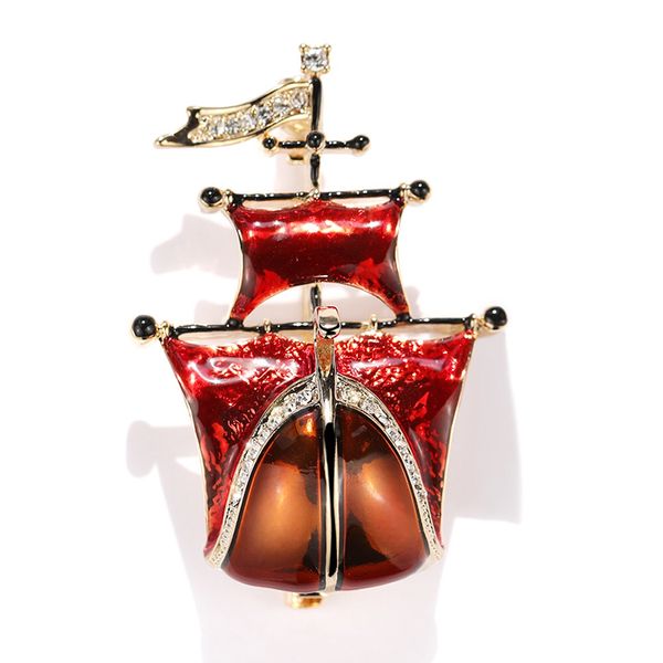

ajojewel paintings pirate ships boat fashion brooch pin for men women 2020 new arrival jewelry accessories, Gray
