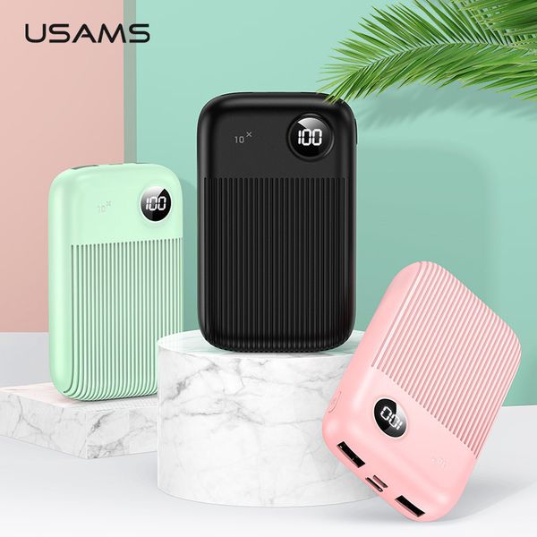 

usams power bank 10000mah led digital dual usb 2.1a fast charging powerbank portable external battery for iphone samsung xiaomi