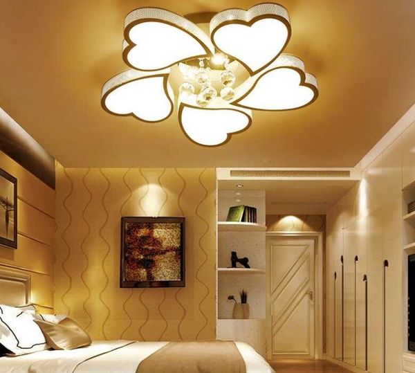 Moda romântica LED Luzes de teto de coração de coração LED Lâmpadas de sala de estar de alta potência brilhante lâmpada de luz lustre myy