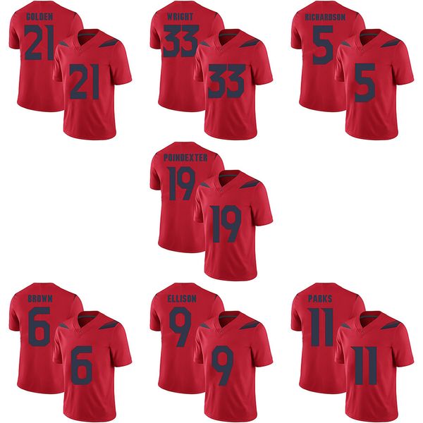 

2019 ncaa football arizona wildcats 21 robert golden 33 scooby wright 5 shaquille richardson 19 shawn poindexter 6 shun brown 9 tony jerseys, Black;red