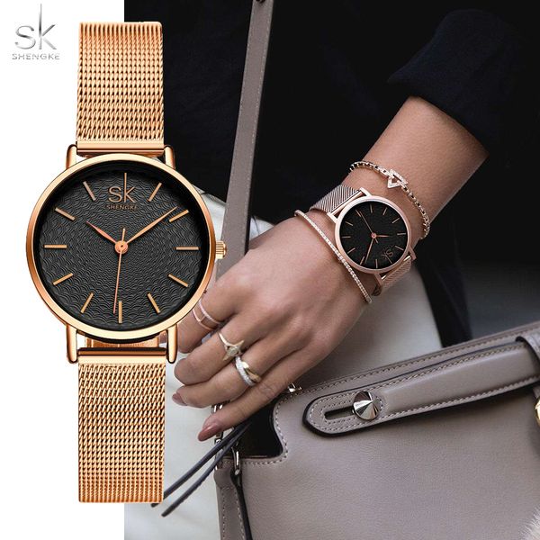 

sk fashion women watches simple ultra thin ladies watch exquisite embossed dial sliver womens wristwatch, Slivery;brown