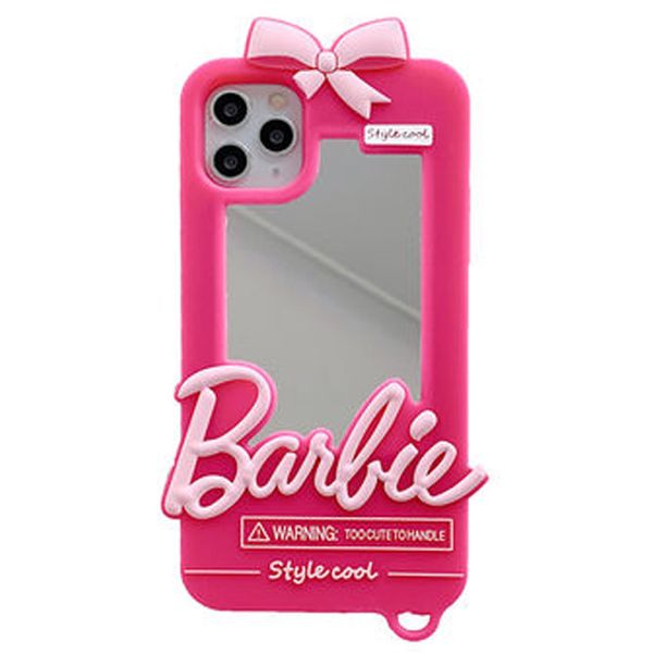 Luxury Girl Fashion Sweet Cute Pink Barbie Mirror Soft Silicone Case ...