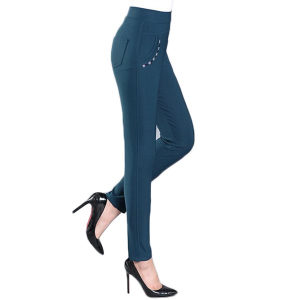 

plus size 4xl winter plus velvet female autumn women trousers work wear casual pencil pants slim elastic waist pants re2487, Black;white