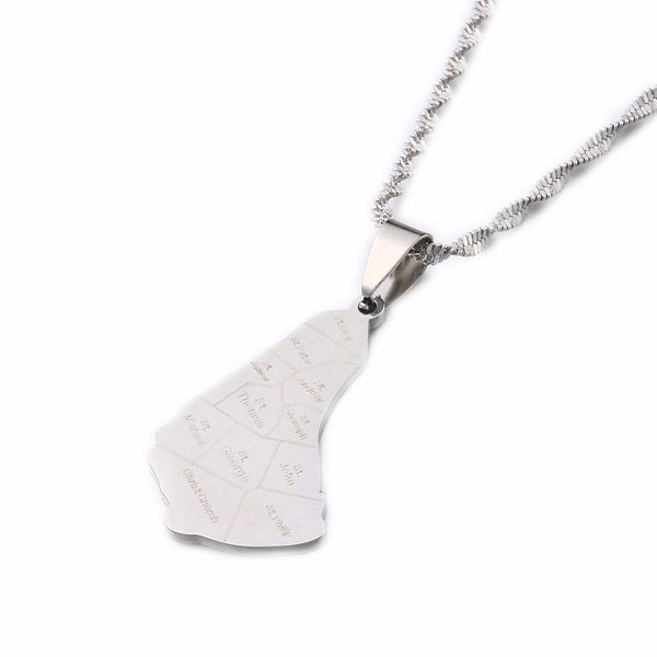 

stainless steel barbados island map pendant necklaces chain jewelry, Silver