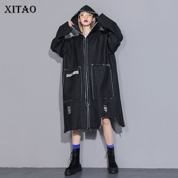 

xitao] a-line fashion new women 2019 spring summer hooded collar coat female solid color pocket long casual trench zll3229, Tan;black