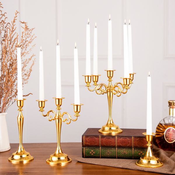 

1 pc wedding party table decoration gold candlestick black bronze candelabra centerpieces europe style home decor candle holders