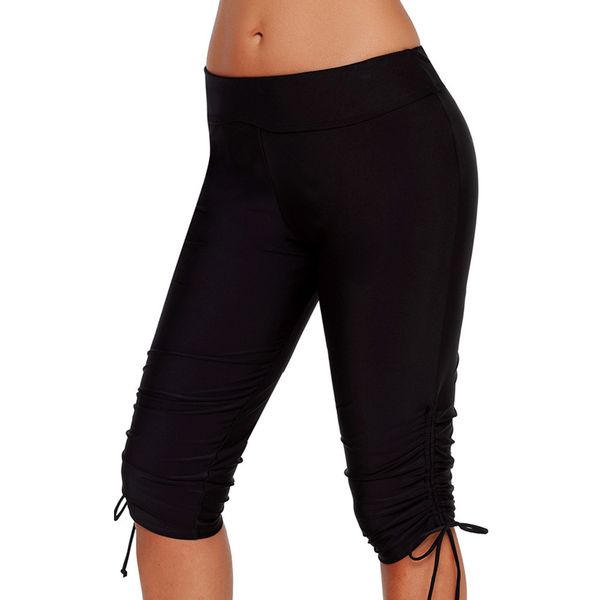 

women plus size high waist swim shorts summer knee length large surfing trunks swimsuit swimwear bikini bottoms pants beach wear