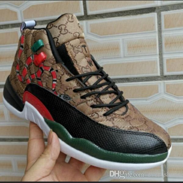 

2019 new 12 gs generation of snake black brown red retro men basketball shoes 12s mens snakeskin multicolor sport designer sneakers 7-13