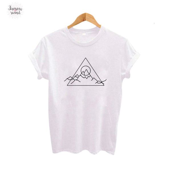

hipster harajuku t рубашка женской топы гора вызывает геометрическая graphic tee shirt хлопка черной белая футболку, White