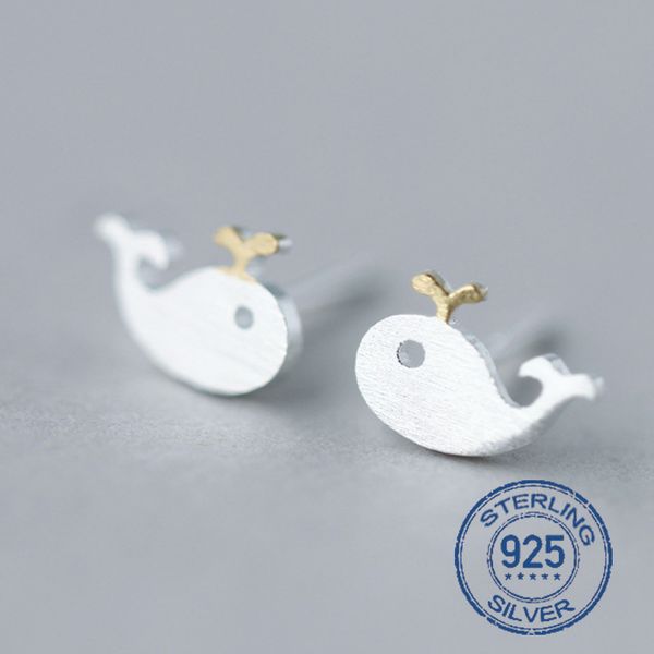 

cute 925 sterling silver women earring whale shape earrings jewelry for women girl lovely earrings party gift, Golden;silver