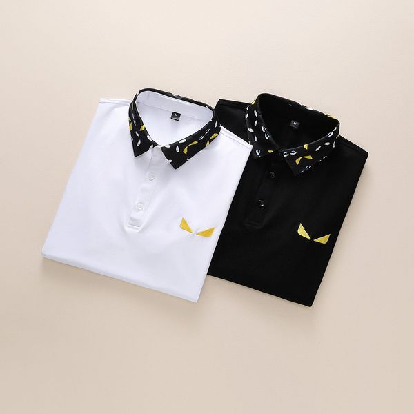 

2020 поло итальянский дизайнер мужская роскошная хлопковая футболка мода классический алфавит мультфильм глаз шаблон футболки бренд, продукт, White;black