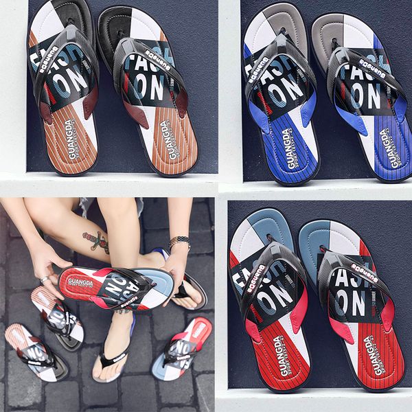 

leisure and fashion rubber slide designers sandal slippers blue red black stripe design men classic summer outdoor beach flip flops