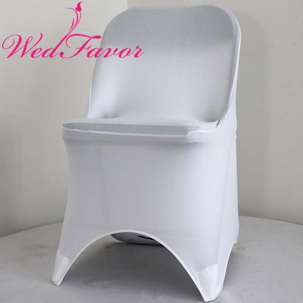 Wedfavor High Quality White Stretch Lycra Spandex Folding Chair Covers For Hotel Banquet Wedding Decoration Card Table Chair Covers Linen Chair Covers