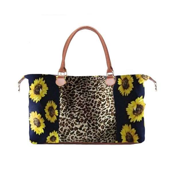

leopard handbag sunflower printing bags large capacity travel tote with pu handle sports outdoor yoga totes storage maternity bags rra2603
