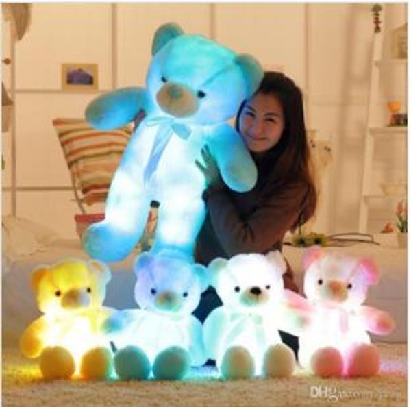 

30см красочные светящиеся медвежата luminous плюшевые игрушки kawaii загораться светодиодный медвежонок заполненные куклы детские рождествен