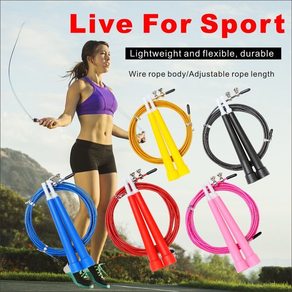 

jump ropes 3m skipping cable steel adjustable speed handle jumping rope training boxing exercises comba crossfit saltar fitness