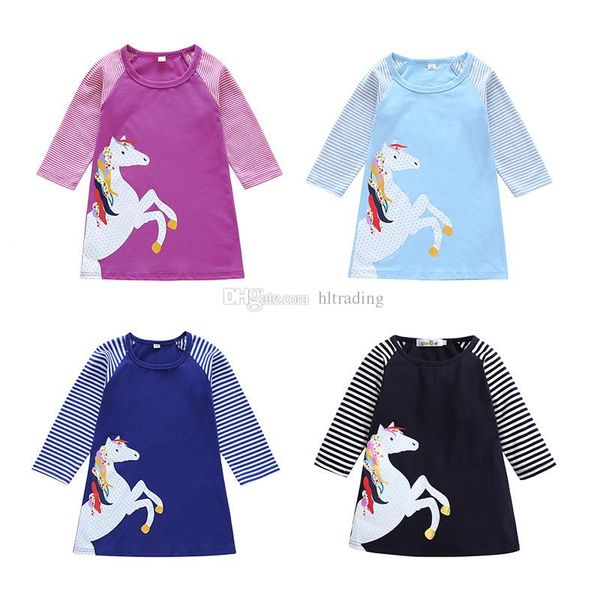 Baby Kids Girl Long Sleeve Stripe Printed Princess Dress Cartoon Dresses Clothes