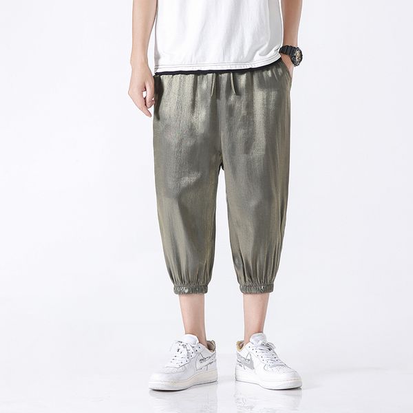 

2020 summer harem pants men lightweight solid calf-length loose hip hop streetwear mens joggers pants casual men trousers, Black