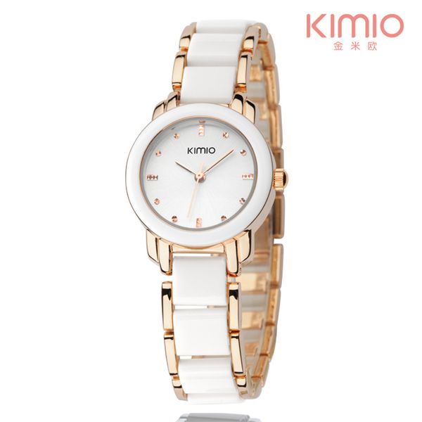 

2018 new eyki kimio ladies imitation ceramic watch luxury rose gold bracelet watches with fine alloy strap women dress watch y18110310, Slivery;brown