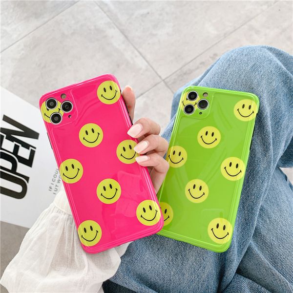 

fluorescent color pink green smile face expression mobile phone case cover for iphone 11 pro max 7 8 plus x xr