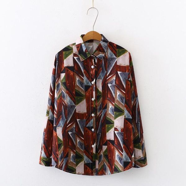 

2020 spring summer geometric women blouses england style streetwear fashion brand design chiffon blouses casual shirts, White
