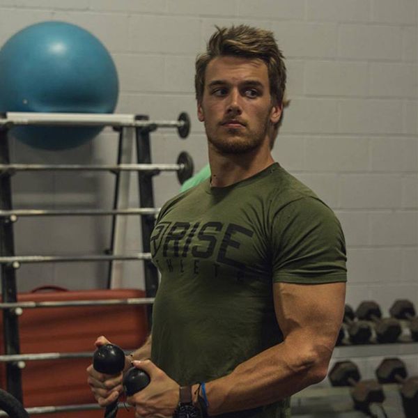 

men gym training t shirt fitness bodybuilding short sleeve cotton army green shirts workout clothes crossfit tee clothing, Black;blue