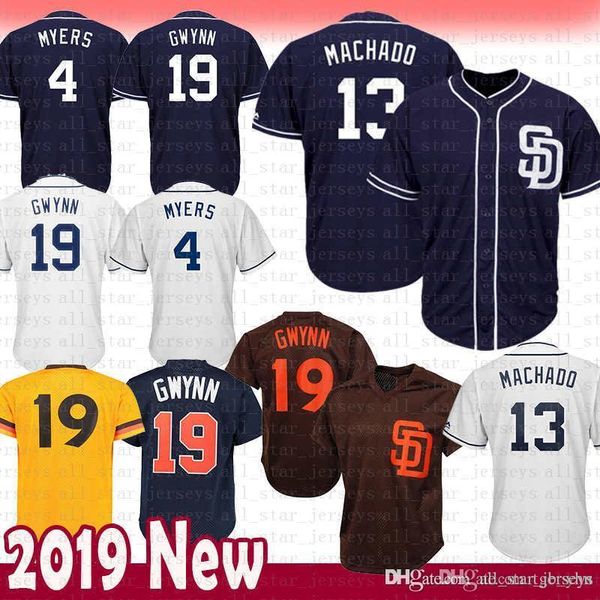 

2019 NEW San Diego 13 Manny Machado Padres Baseball Jerseys 4 Wil Meyers 19 Tony Gwynn Jersey Adult Mesh Retro