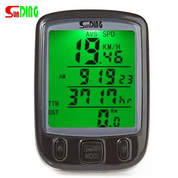 

sunding sd-563b bicycle computer water resistant cycling odometer speedometer with green lcd backlight bike computer sd - 563b