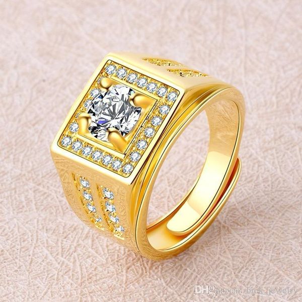 

dhl new arrival luxury designer rings for men silver gold plated crystal ring opening adjust rings jewelry sale, Golden;silver