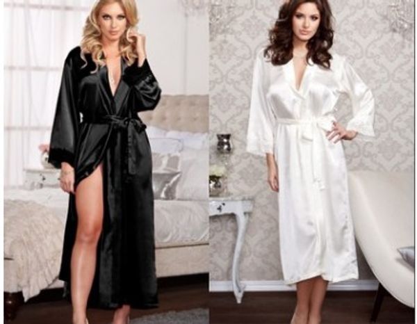 

low price wholesale 3pcs/lots lace ice-silk bathrobe lady's nightgown pajamas sleepwear 15hh, Black;red
