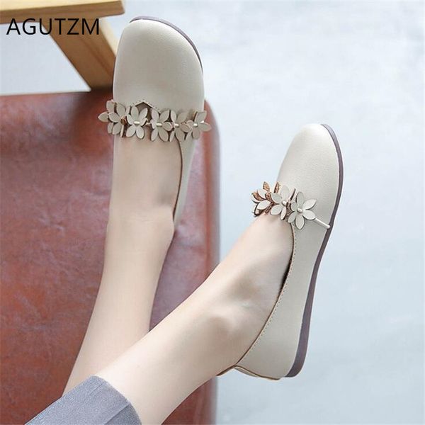 

agutzm 2019 spring sweet flower women shoes comfortable shallow mouth woman flats soft bottom baotou woman casual shoes q909, Black