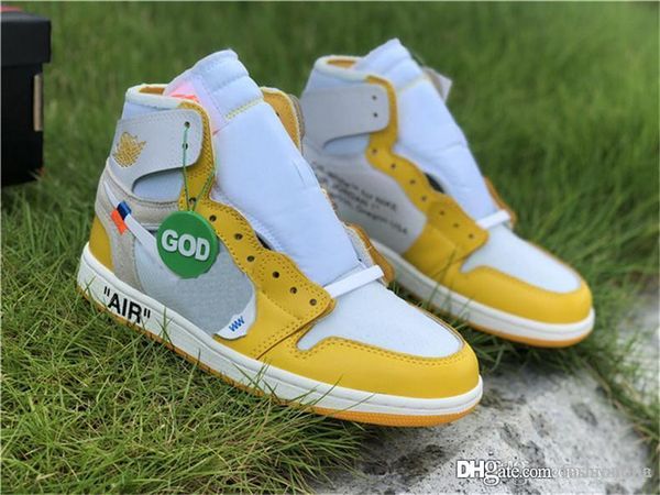 

2020 released off authentic white air 1 high og canary yellow virgil ablohs retro chicago unc powder blue 1s basketball shoes man black tag